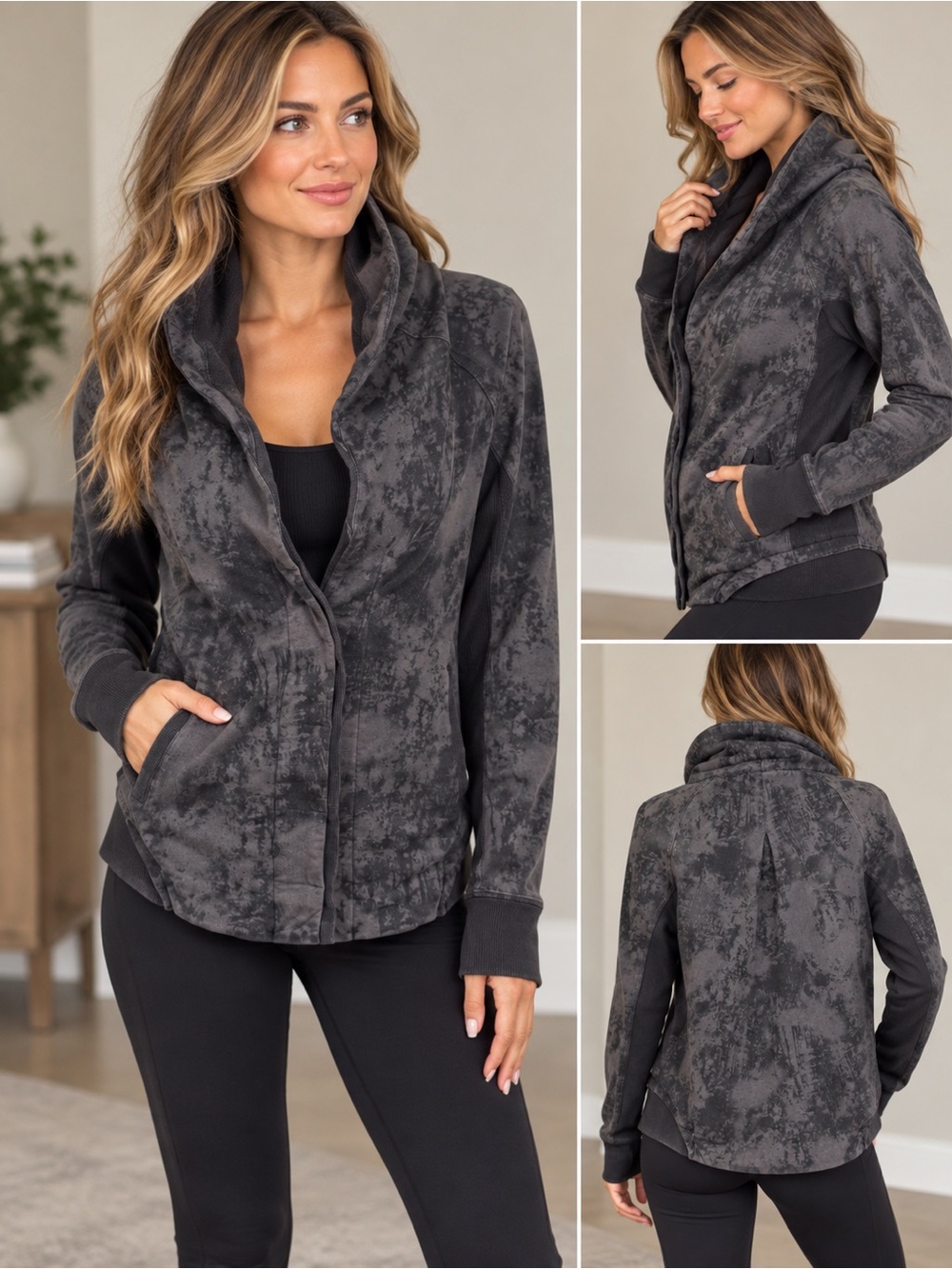 Lululemon To Class Jacket Sea Bed
Black Deep Coal Gray Tie-Dye
Ribbed Collar 8